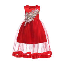 Sleeveless Floor Length Girl Dress Transparent Tulle Dress V back Embroidered Smocked Dress For girl 2-10 years